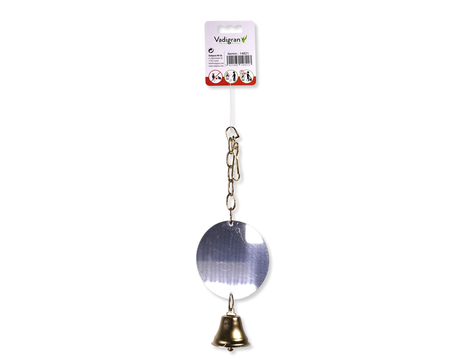 MIRROR METAL ROUND + 1 BELL (10 CM)
